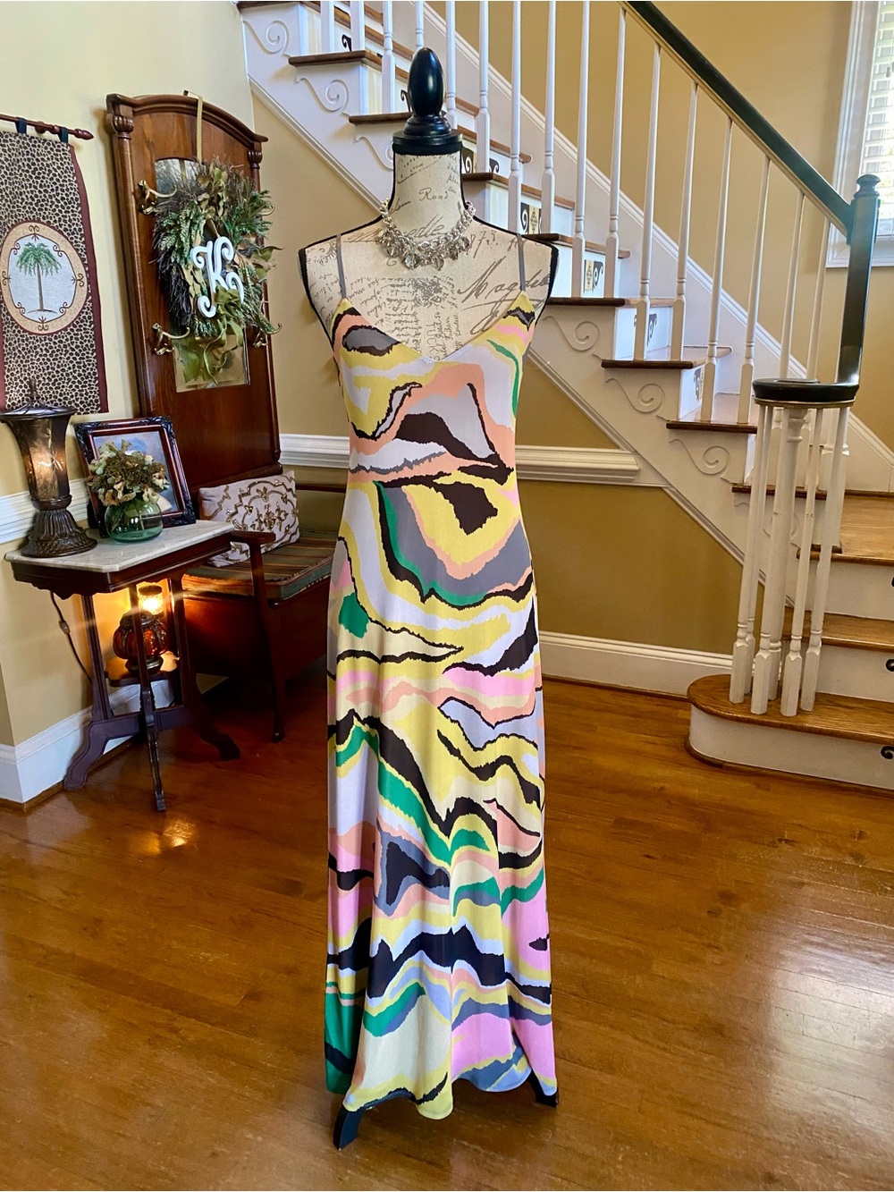 AFRM Multicolor abstract print maxi dress